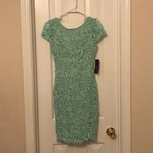 Mint lace shirt dress